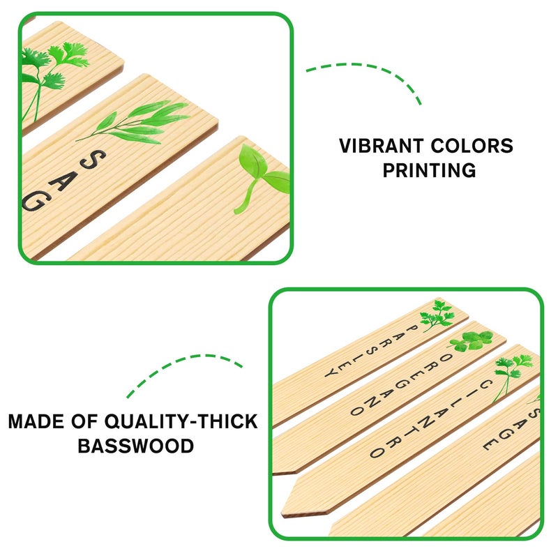 Huray Rayho 12PCS Wooden Indoor Herb Plant Labels Signs - Assorted Indoor Garden Stakes - Re-Usable Plant Tags - Image 3